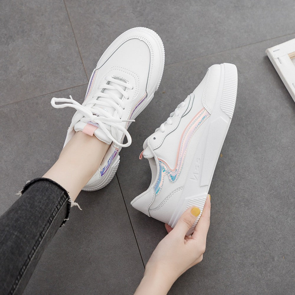 Women's White Flat-Bottomed Casual Board Shoes