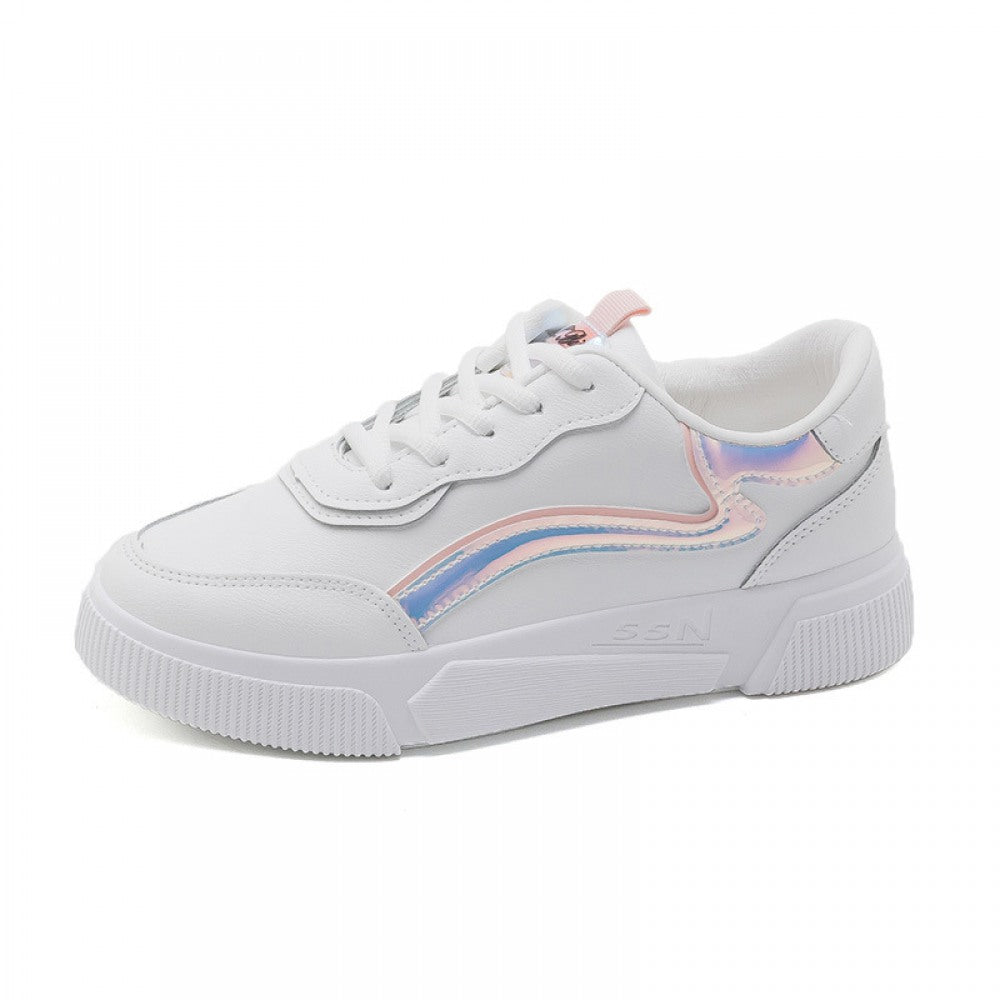 Women's White Flat-Bottomed Casual Board Shoes