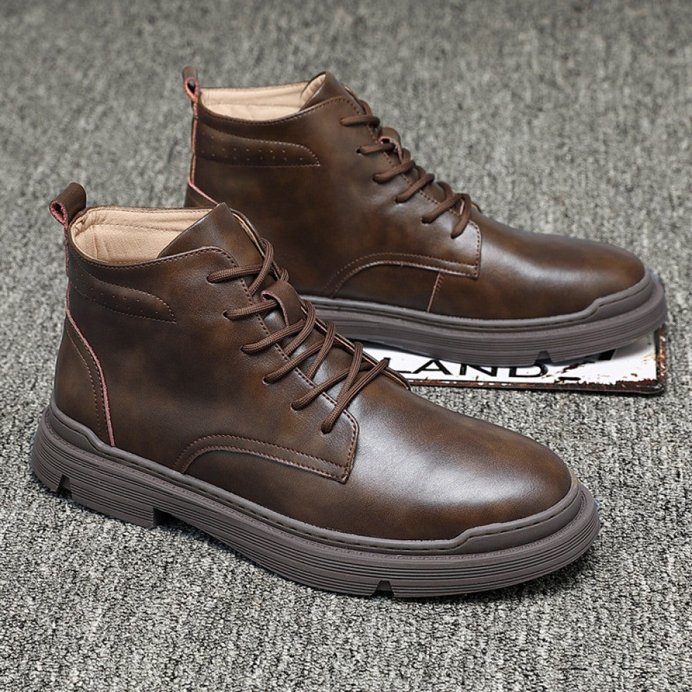 Men's Breathable Leather Middle Cut Tooling Boots