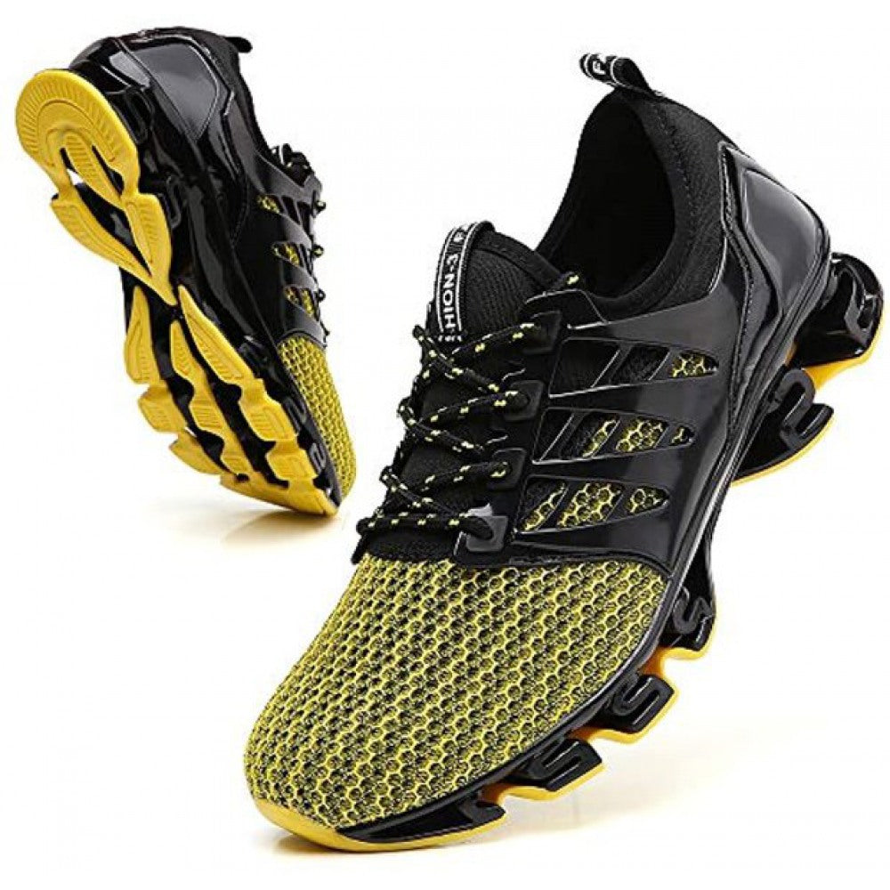 Men's Mesh Breathable Trail Runners Sneakers Yellow Black