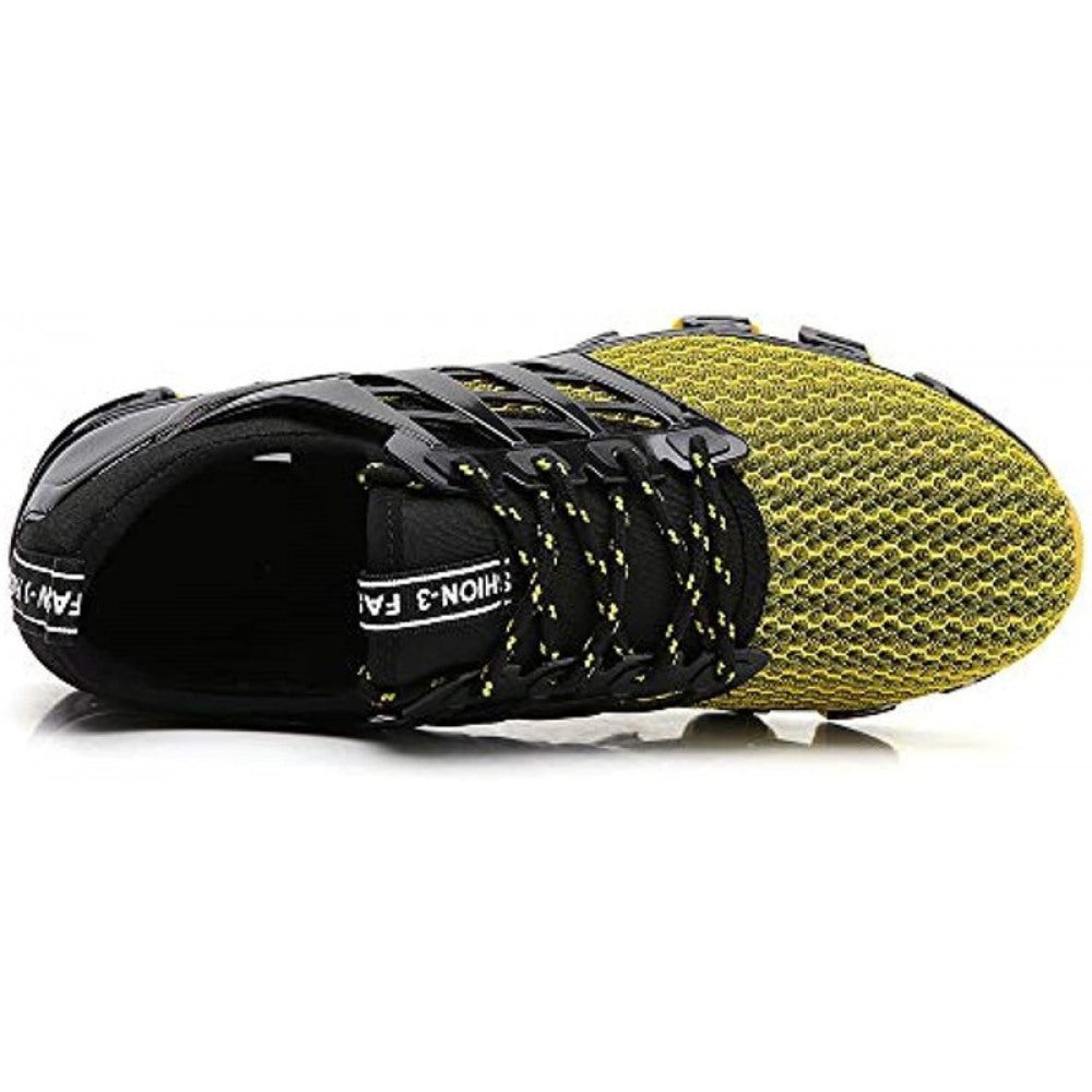 Men's Mesh Breathable Trail Runners Sneakers Yellow Black