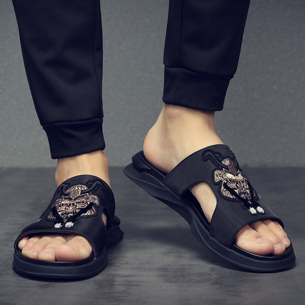 Men's Embroidered Cloth Open Toe Sandals