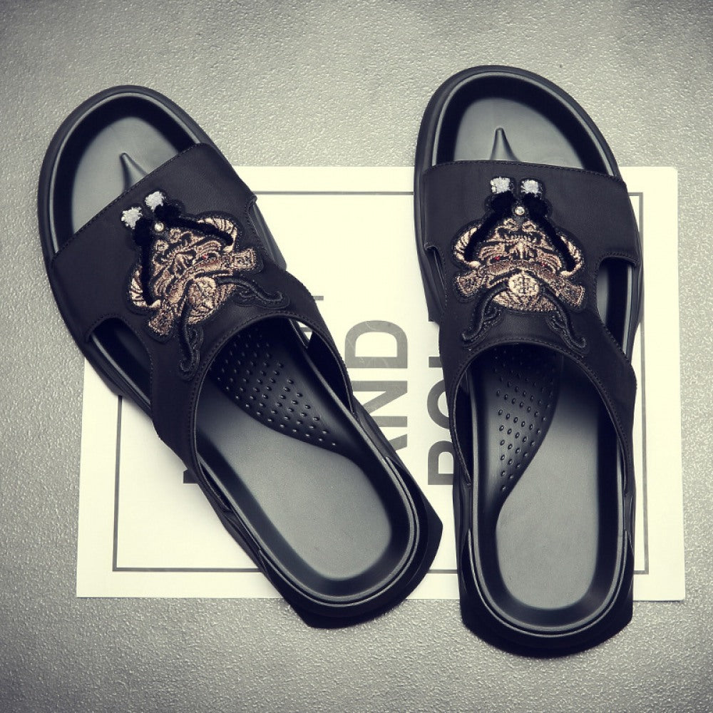 Men's Embroidered Cloth Open Toe Sandals