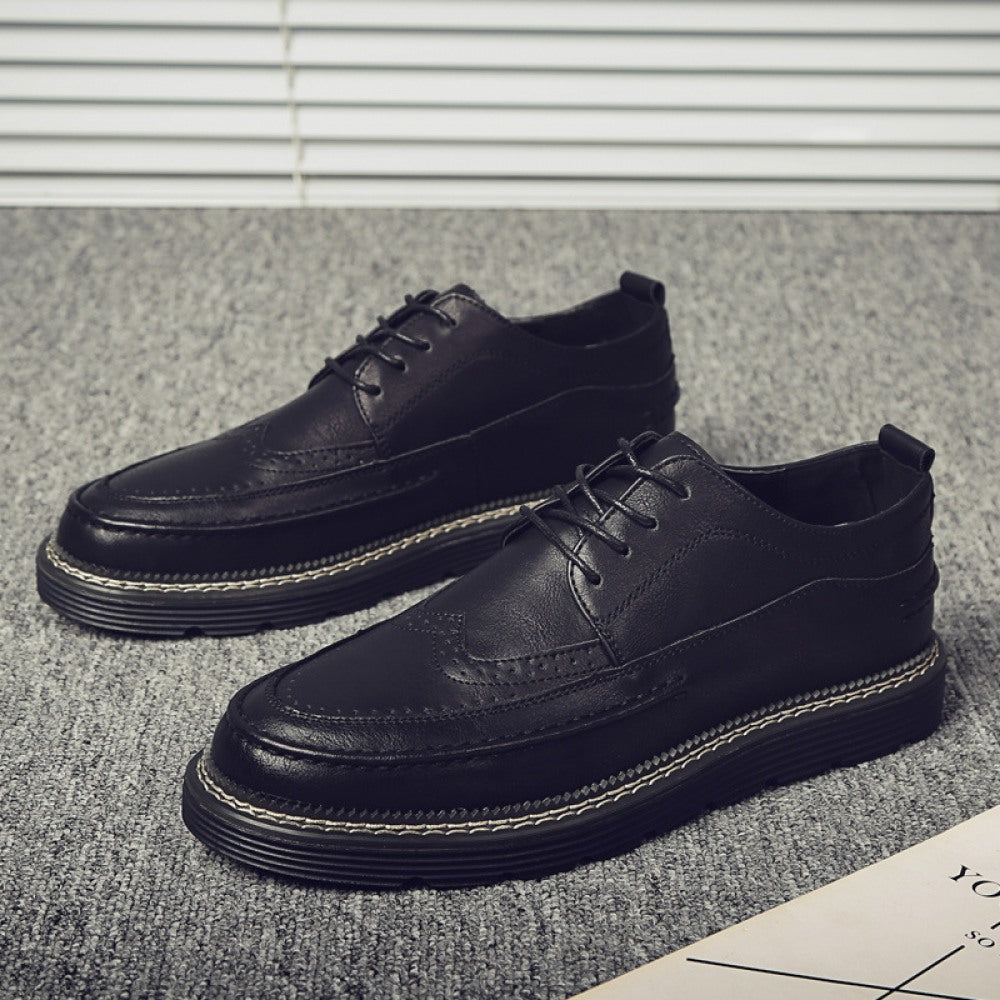 Men's Trend Casual Leather Breathable Shoes Black