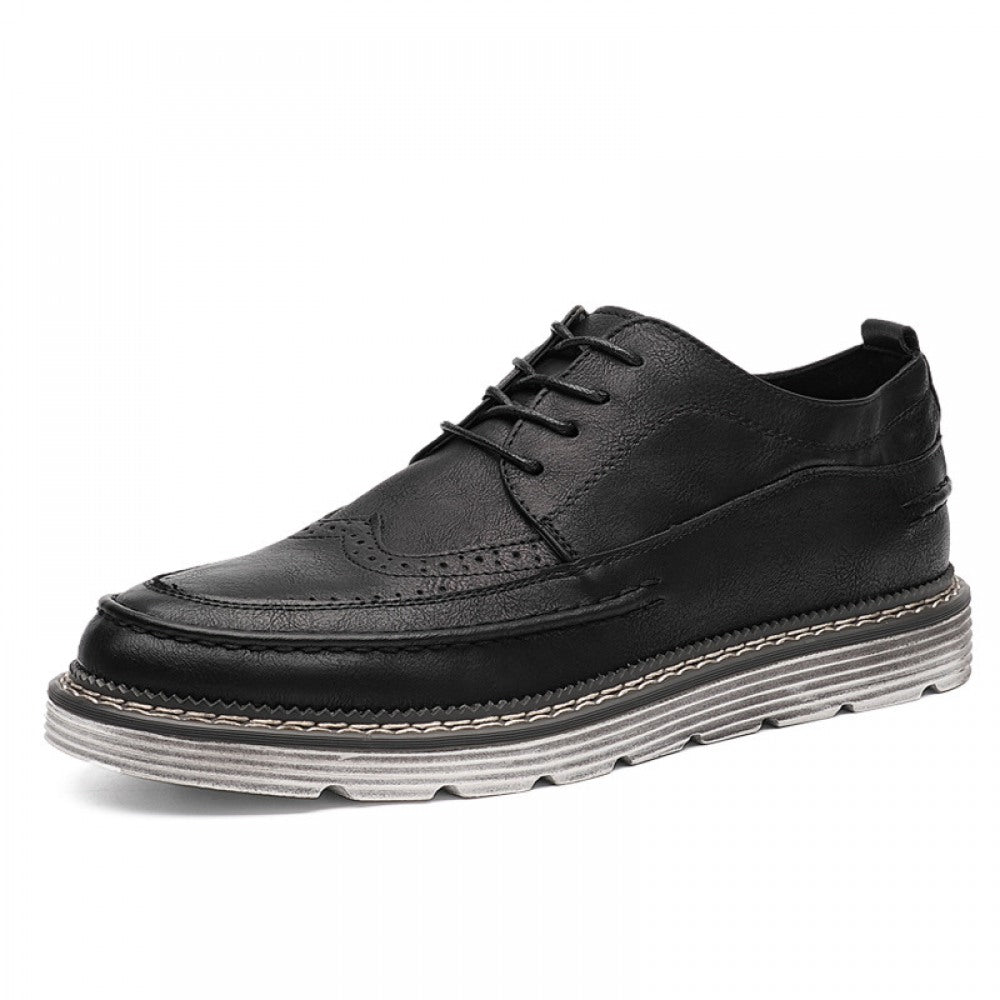 Men's Trend Casual Leather Breathable Shoes Black
