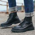 Men's Leather Mid-Top Casual Boots Black
